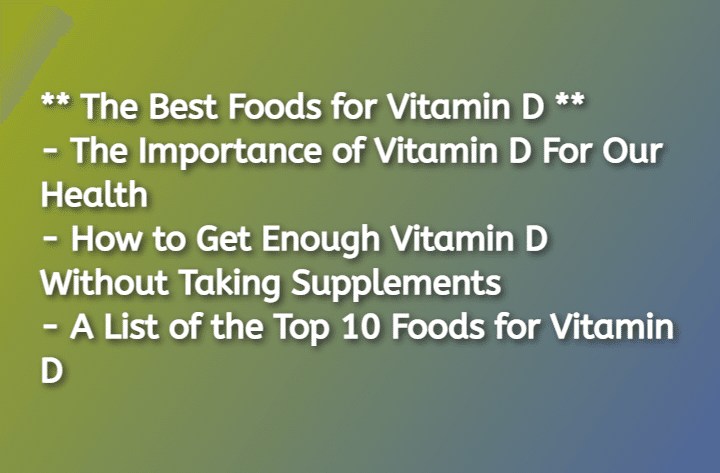 The Best Foods for Vitamin D